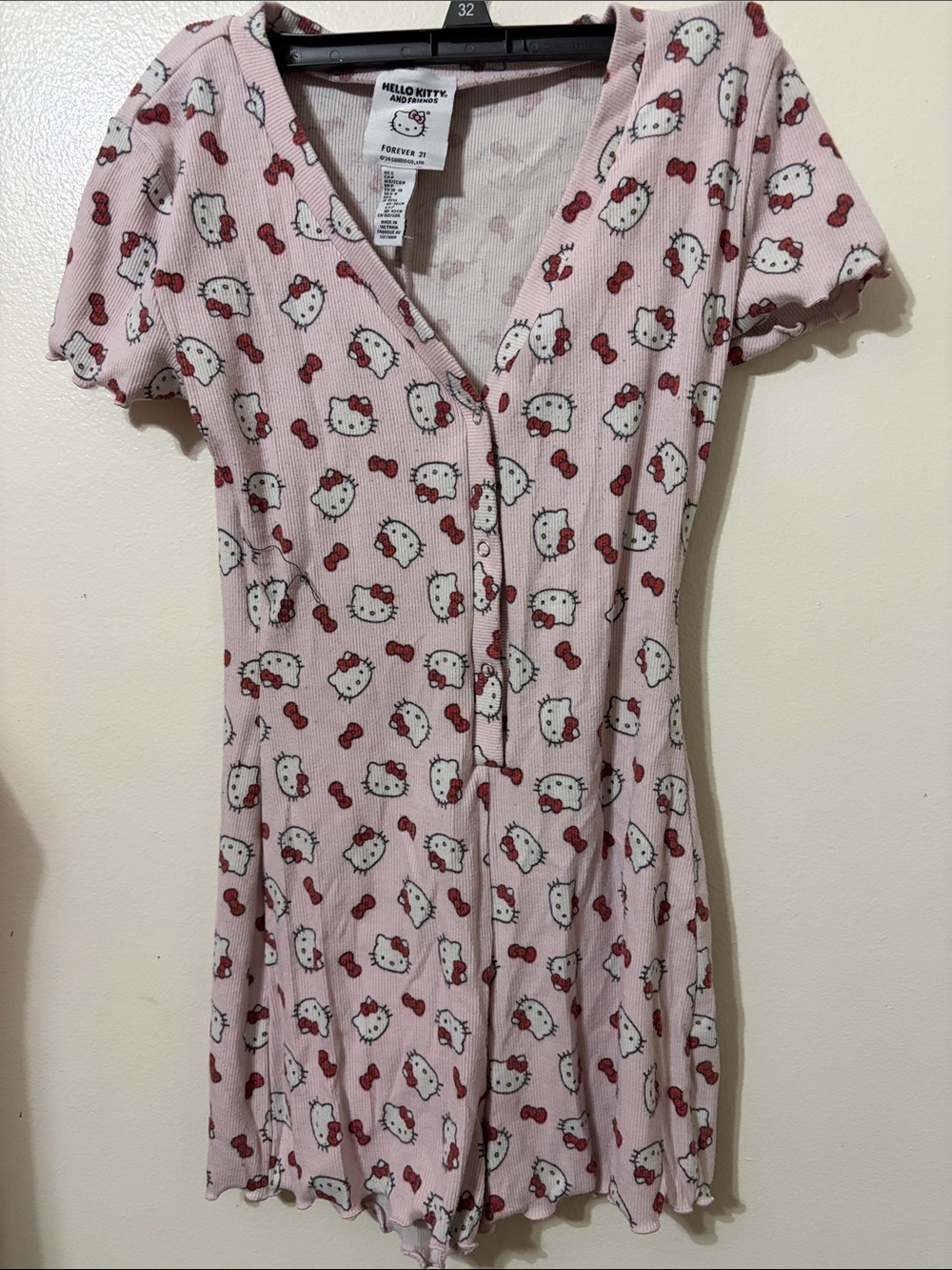 Hello Kitty Pink & Red All-Over Print Romper